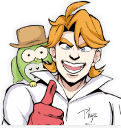 グッドポーズをするオレンジ髪の男性のイラスト